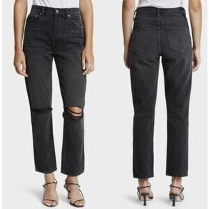 Pistola Keaton High Waisted Slim Straight Jean Womens 28 Black Taurus Distressed